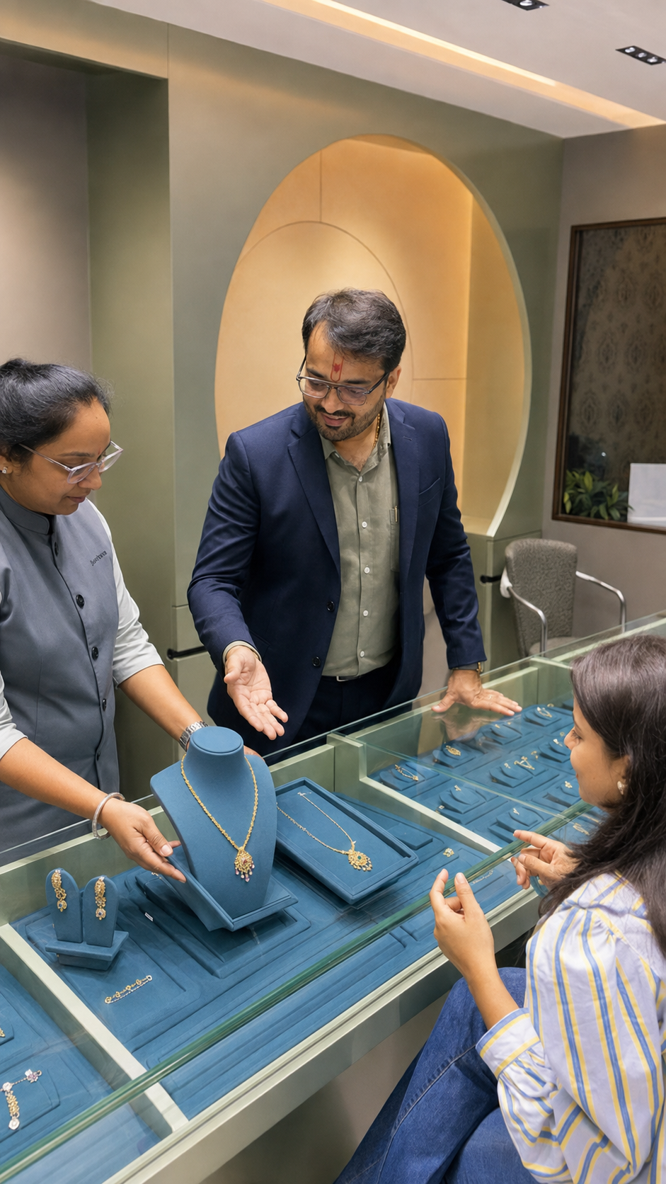 Bridal jewellery design showroom consultation at A P Jewellers